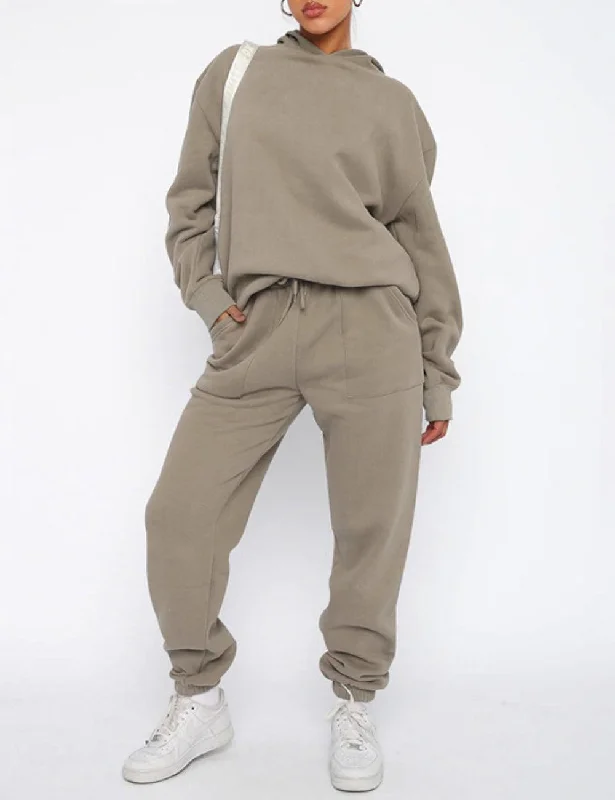 Ladies Solid Color Hoodie and Pants Sets 211337 Hoodie with Mesh Breathable Sporty