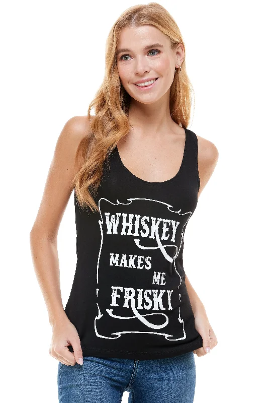 WHISKEY MAKES ME FRISKY TANK TOP stylish tank top