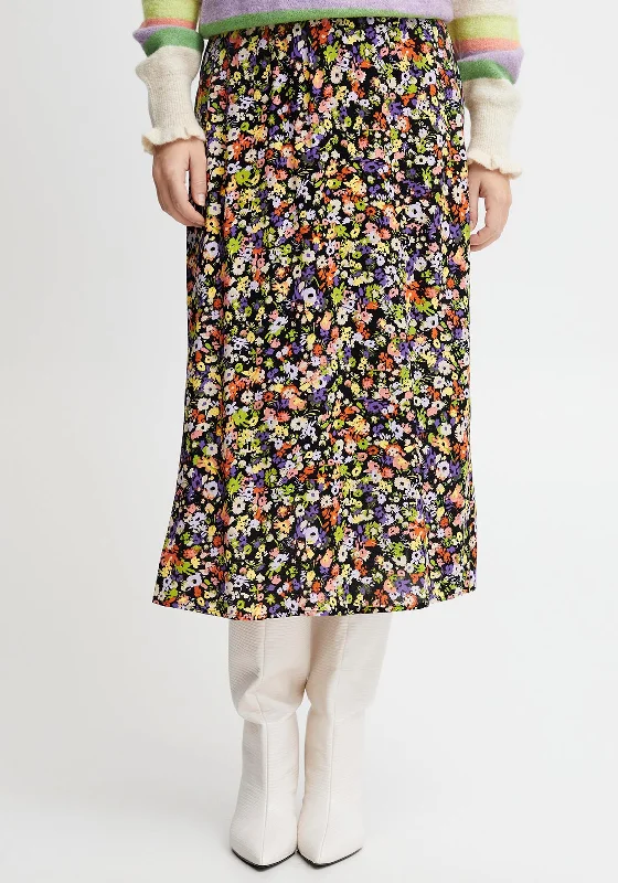 B.Young Bright Floral Print Midi Skirt, Multi corduroy skirt comfortable