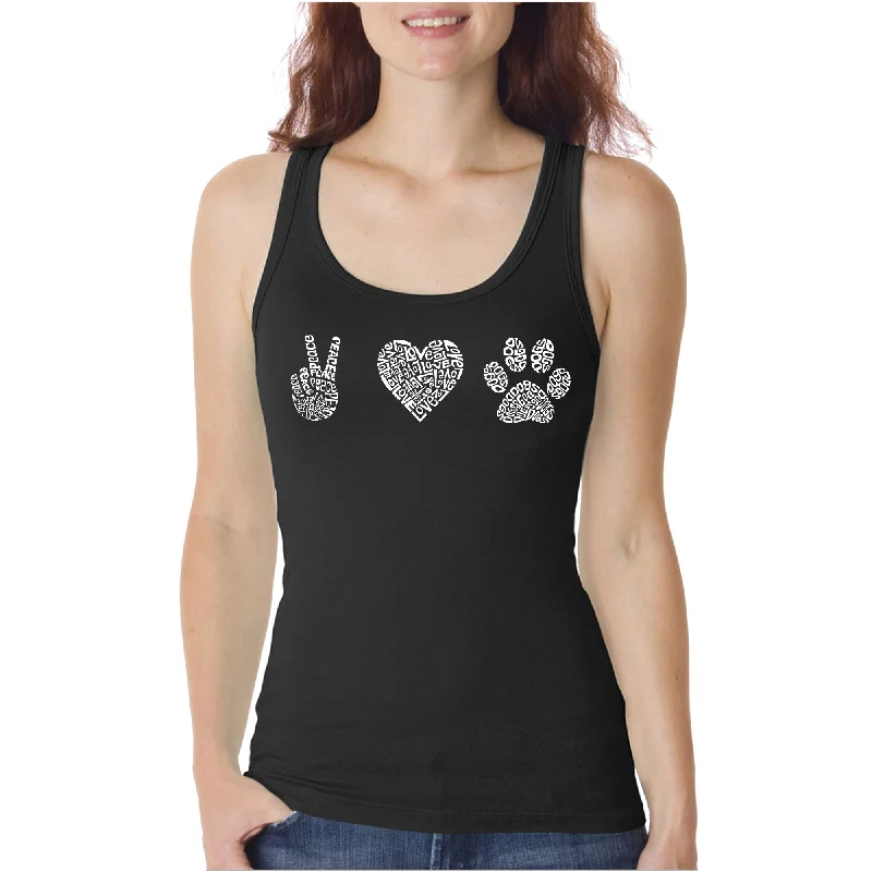 Peace Love Dogs  - Women's Word Art Tank Top basic tank top