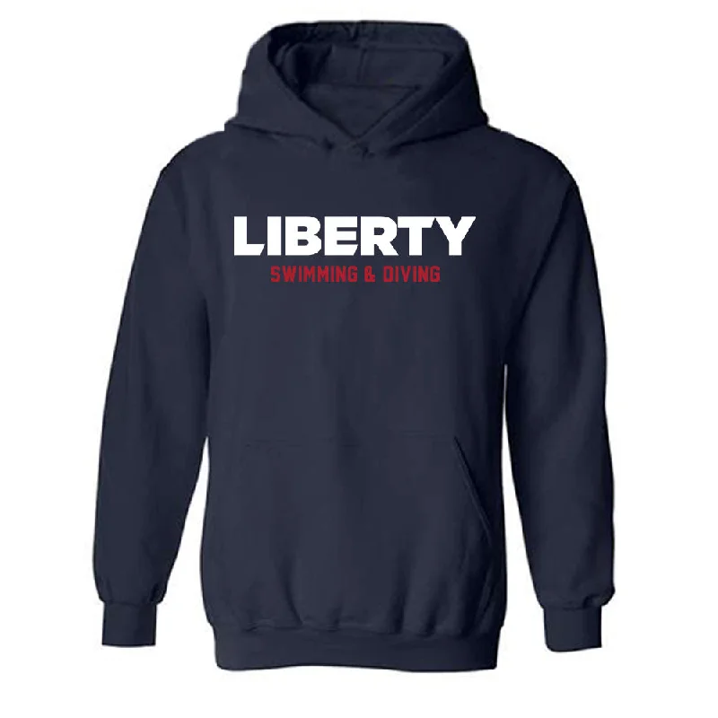 Liberty - NCAA Women's Swimming & Diving : Kate Baker - Classic Shersey Hooded Sweatshirt Hoodie with Side Slits Relaxed Casual