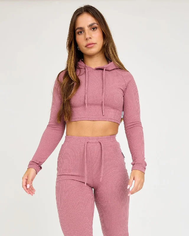 Lounge Cropped Hoodie Hoodie with Front Slit Layering Stylish