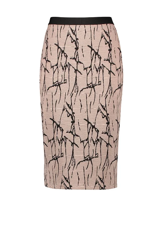 Gerry Weber Ribbed Abstract Print Knit Midi Skirt, Beige velvet skirt sumptuous