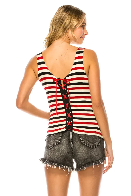 STRIPE LACE UP TANK TOP tie dye tank