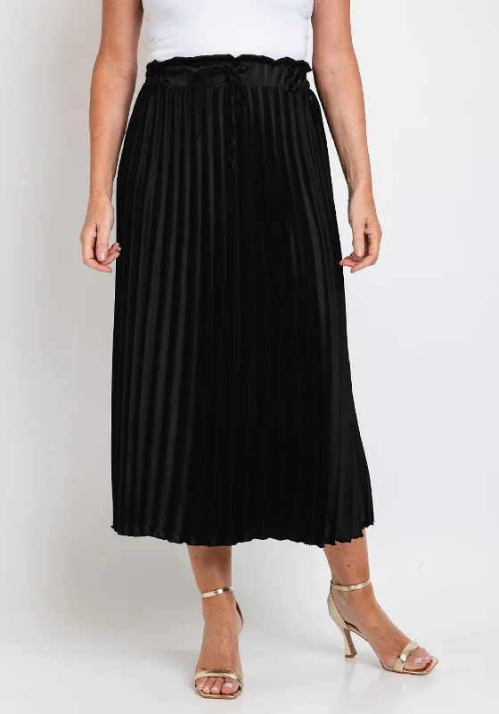 The Serafina Collection One Size Pleat Skirt, Black linen skirt natural