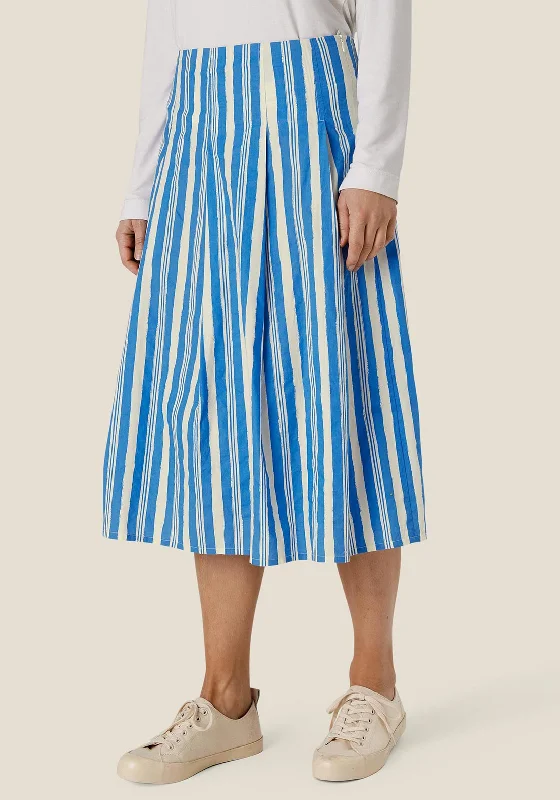 Masai Sabin Striped Midi Skirt, Nebulas Blue zip skirt side