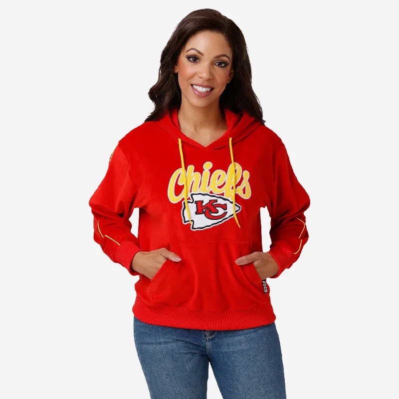 Kansas City Chiefs Womens Velour Hooded Sweatshirt Hooded Sweatshirt Casual Wear Street Style