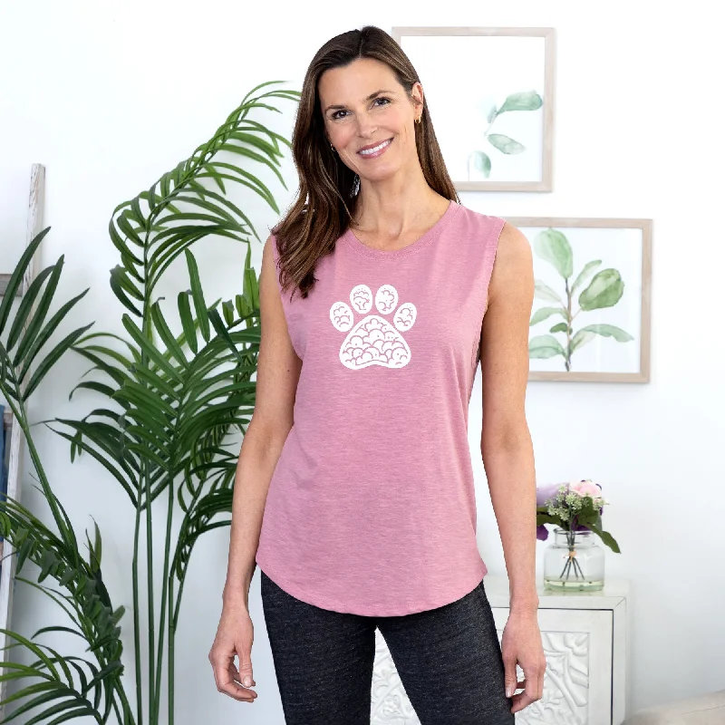 Paw Print Clouds Slub Tank Top v-neck tank top