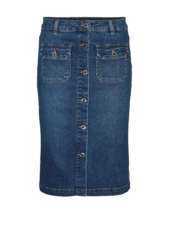 Vero Moda Perry High Waist Denim Skirt, Medium Blue corduroy skirt cozy