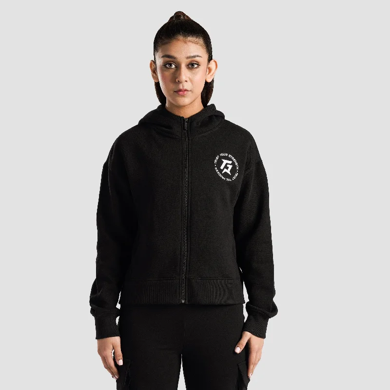 Apex Stride Zipper Hoodie (Black) Hoodie with Half-Zip Sporty Casual