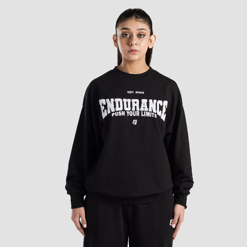 Endurance Oversized SweatShirt (Black) Hoodie with High Neck Warm Protective