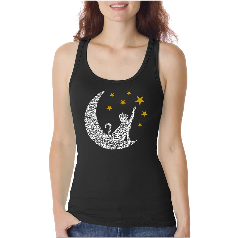 Cat Moon - Women's Word Art Tank Top glitter tank top