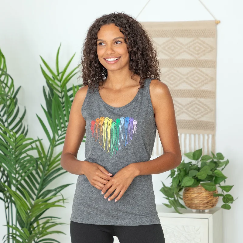 Rainbow Paw Print Heart Tank Top low neck tank