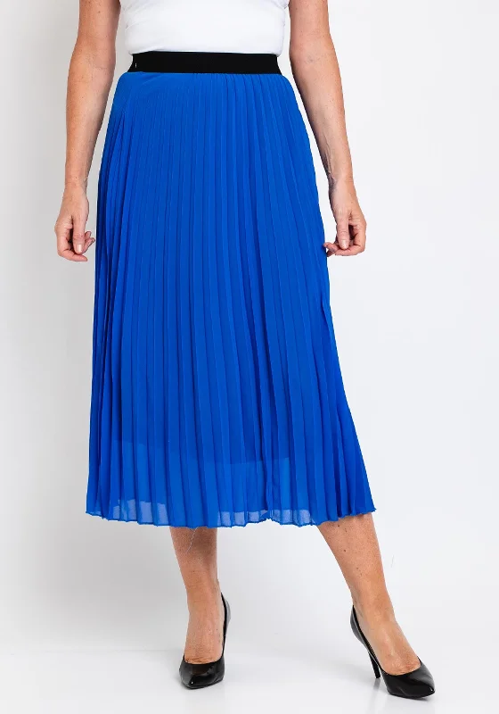 The Serafina Collection One Size Pleated Midi Skirt, Blue lightweight skirt design