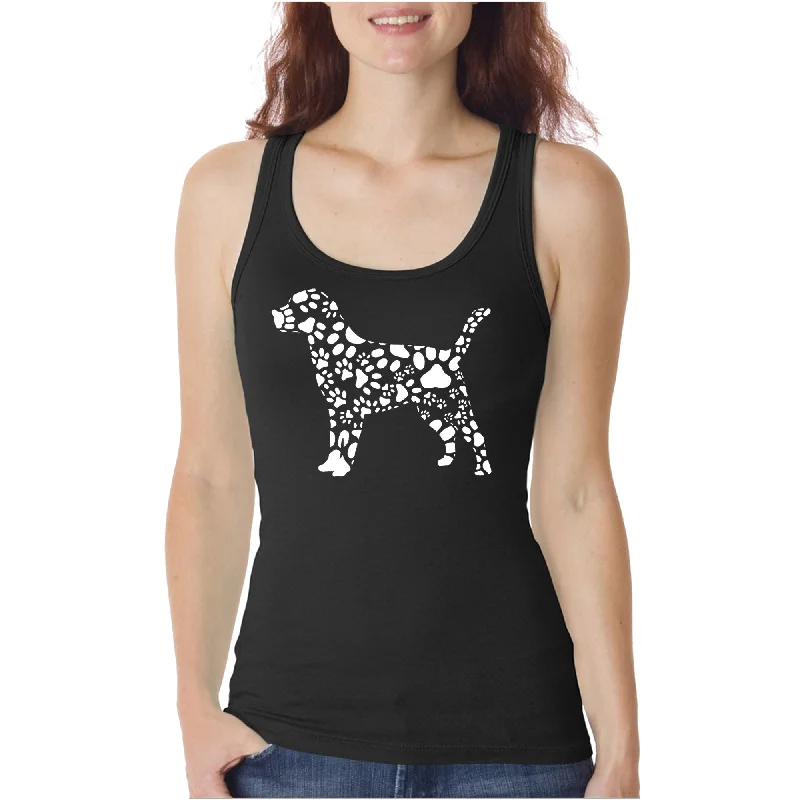 Dog Paw Prints  - Women's Word Art Tank Top cutout tank top