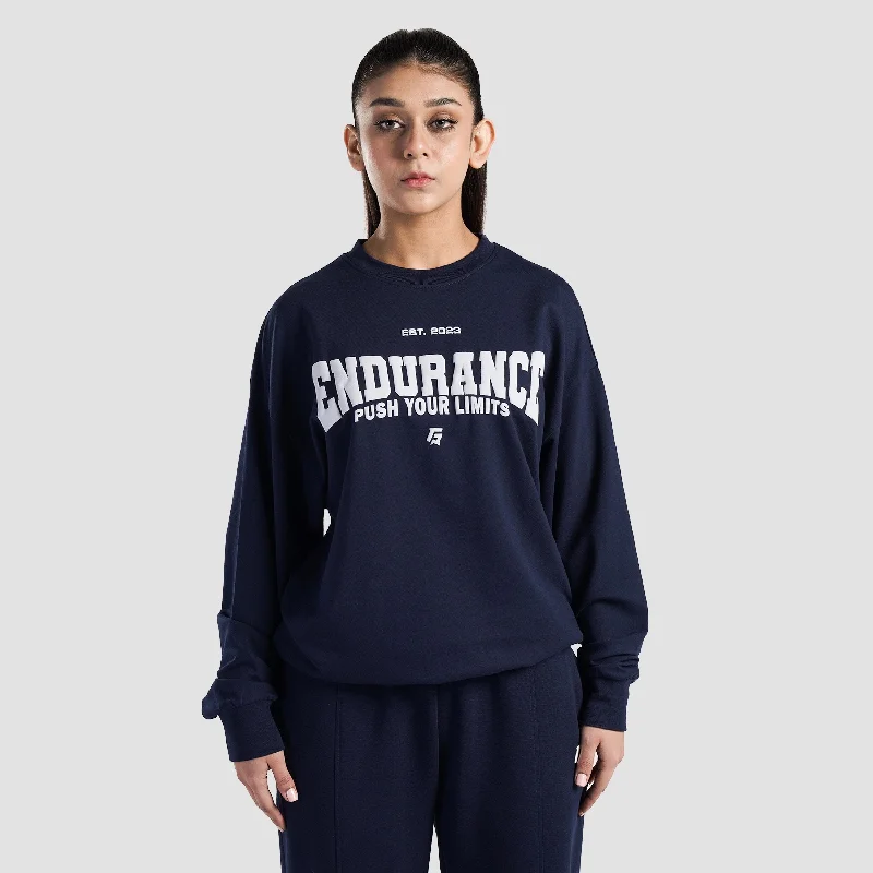 Endurance Oversized SweatShirt (Navy) Hoodie with Crew Neck Simple Timeless