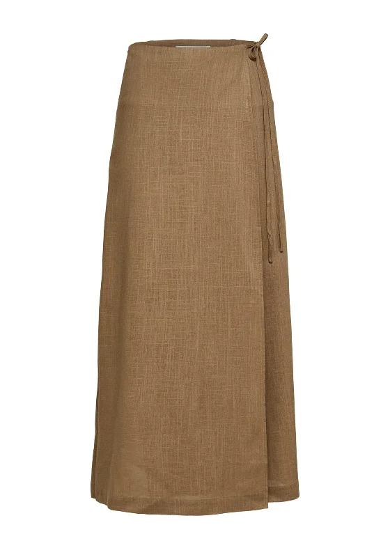 Selected Femme Eloisa Maxi Wrap Skirt, Tigers Eye a-line skirt cut