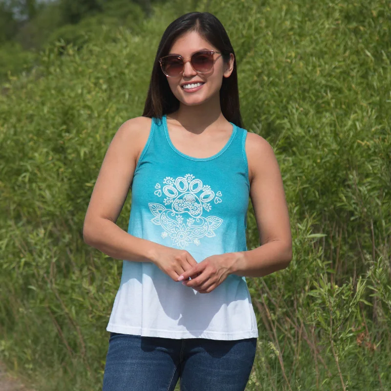 Paw Print Henna Ombre Tank Top lightweight tank top