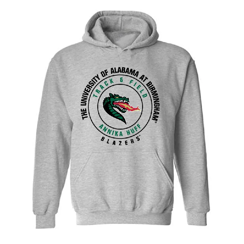 UAB - NCAA Women's Track & Field : Annika Huff - Classic Fashion Shersey Hooded Sweatshirt Hoodie with Hem Contrast Bold Stylish