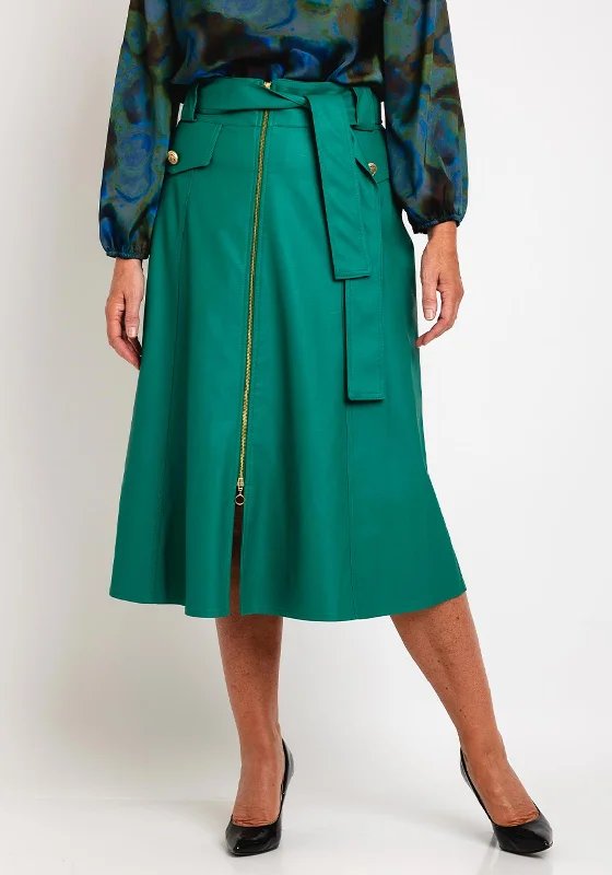 Camelot Faux Leather A-Line Midi Skirt, Green tulle skirt dreamy