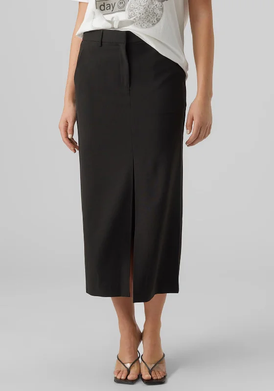 Vero Moda Lacey Tailored Midi Skirt, Black slim fit skirt