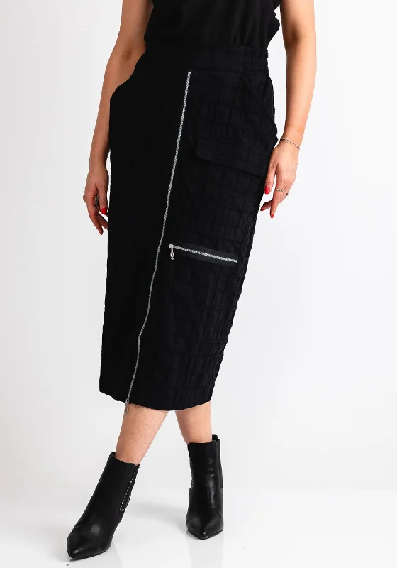 My Soul Grid Zip Midi Skirt, Black velvet skirt glossy