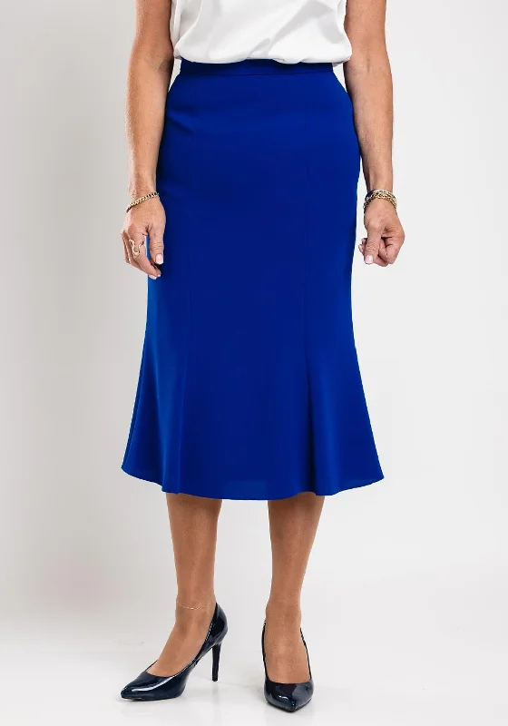 Christina Felix Flared Midi Skirt, Royal Blue velvet skirt luxurious