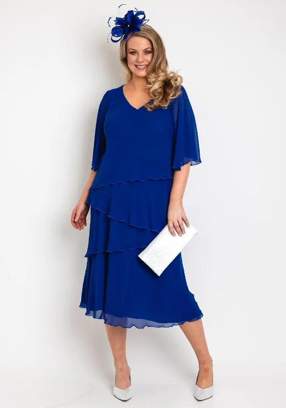 Allison Chiffon Layered Top & Skirt Two Piece, Royal Blue chiffon skirt airy