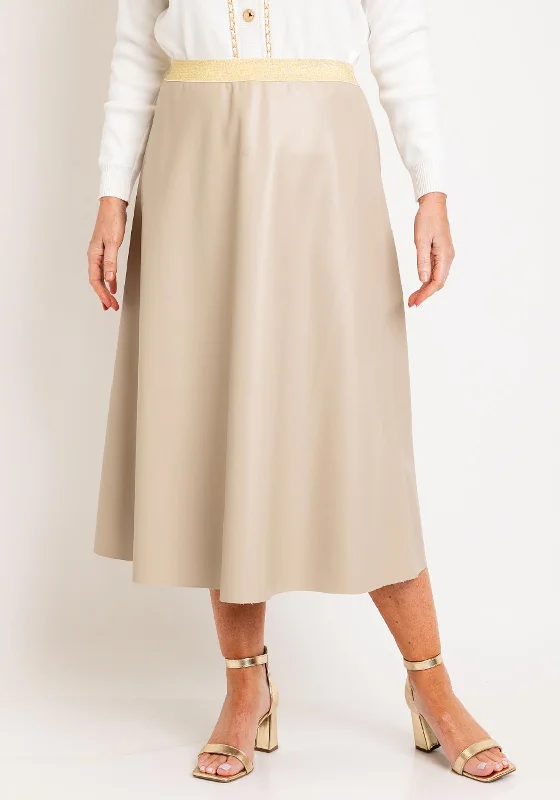 Malissa J One Size Faux Leather A-line Midi Skirt, Stone cashmere skirt plush