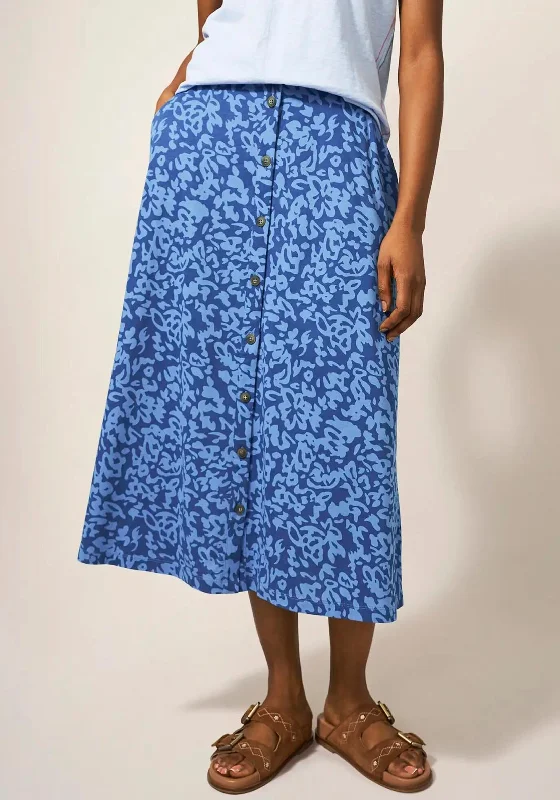 White Stuff Mora Print A Line Skirt, Blue pencil skirt chic