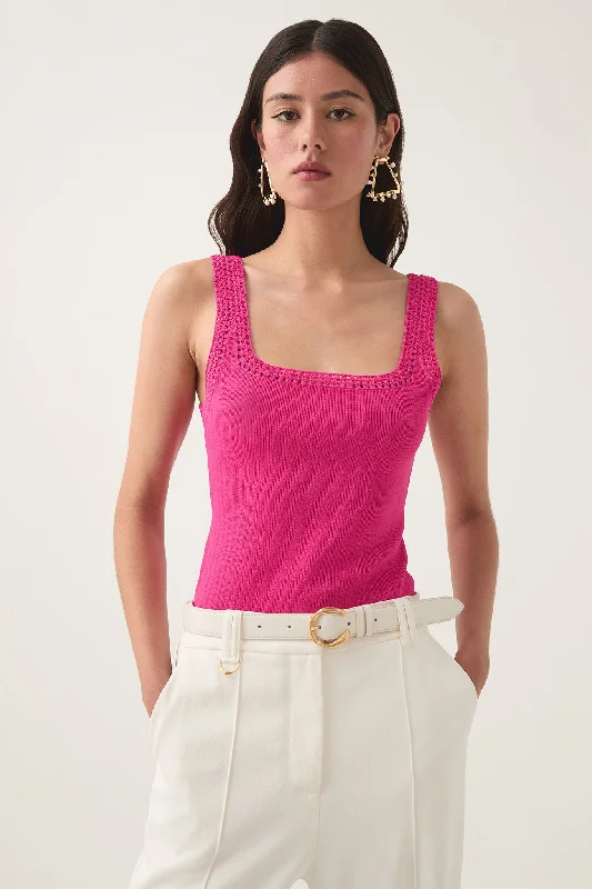 Tazia Crocheted Edge Tank bright tank top