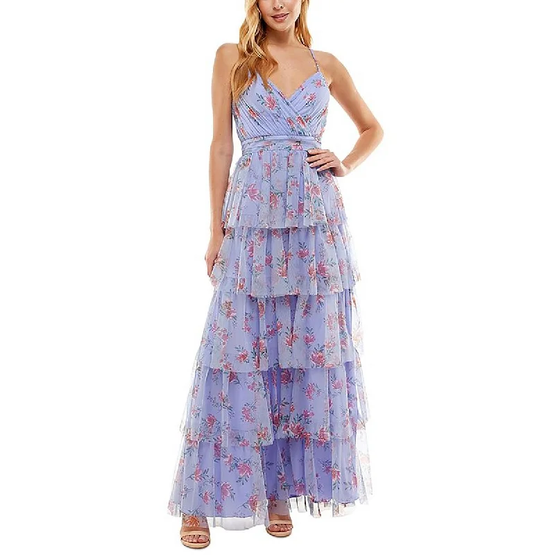 Juniors Womens Floral Print Tiered Skirt Evening Dress Tunics Short Trendy