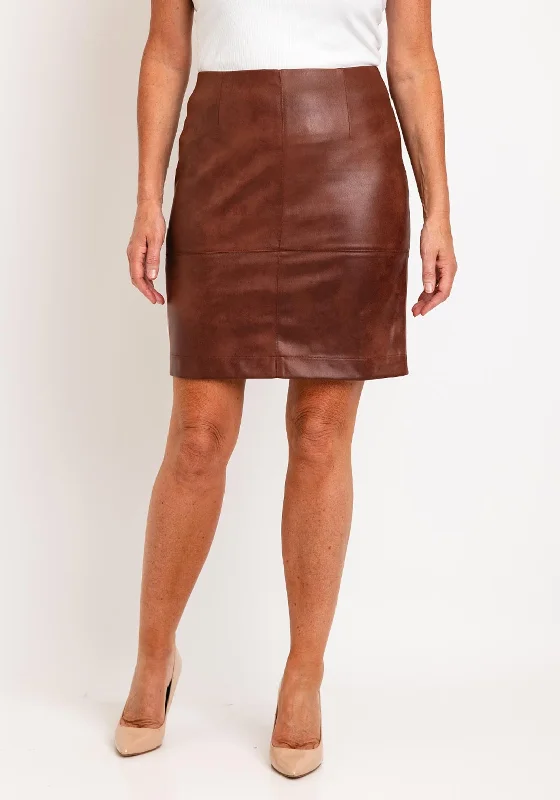 Eva Kayan Faux Leather A-Line Mini Skirt, Copper lace skirt intricate