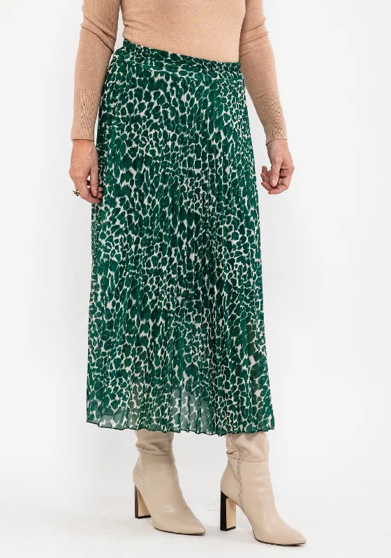 Seventy1 One Size Animal Print Midi Skirt, Green velvet skirt plush