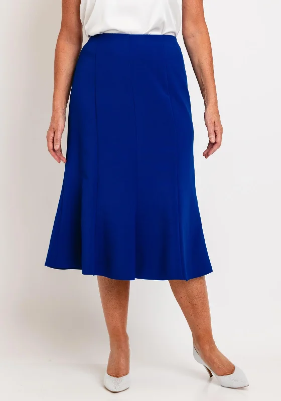 Avalon Panel Flared Midi Skirt, Royal Blue spandex blend skirt