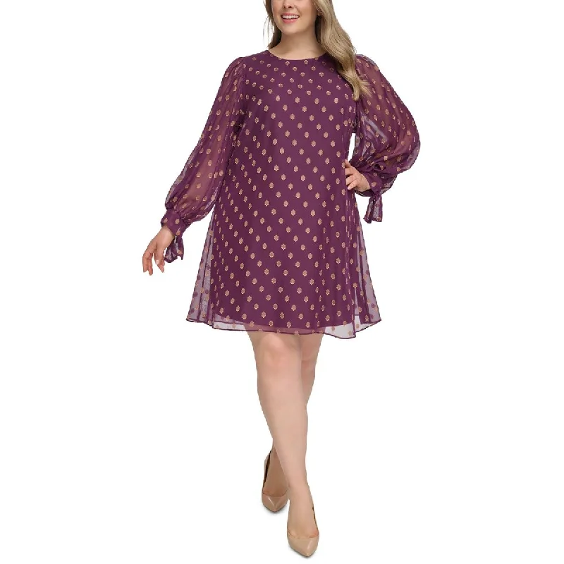 Plus Womens Mini Tie Sleeve Shift Dress Tunics Top rated