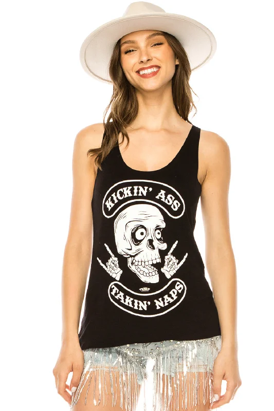 KICKIN' A$$ TAKIN' NAPS WOMEN'S TANK TOP crossback tank top