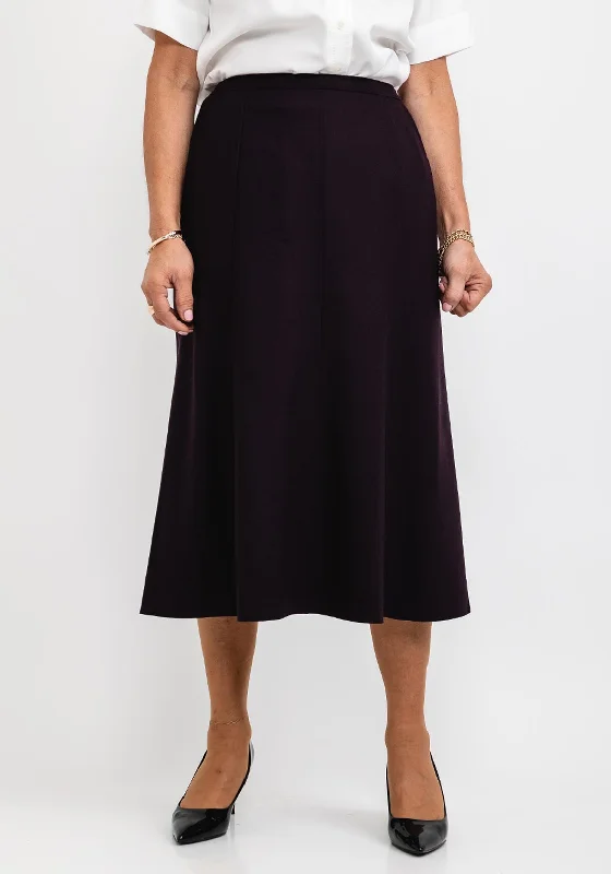 Brendella A Line Wool Midi Skirt, Aubergine denim skirt trendy