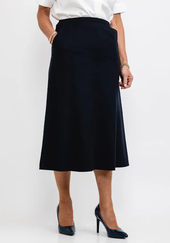 Brendella A Line Wool Midi Skirt, Navy corduroy skirt durable