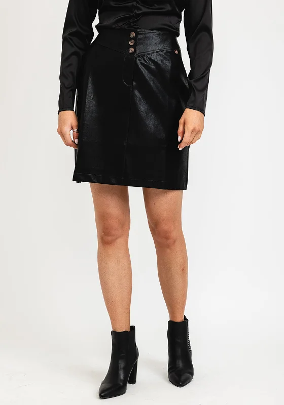 Rant & Rave Susan Faux Leather Mini Skirt, Black spandex blend skirt