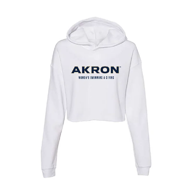 Akron - NCAA Women's Swimming & Diving : Alanis Santiago - Women's Crop Fleece Hoodie Hoodie with Belted Waist Structured Tailored