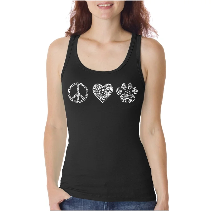 Peace Love Cats  - Women's Word Art Tank Top layering tank top