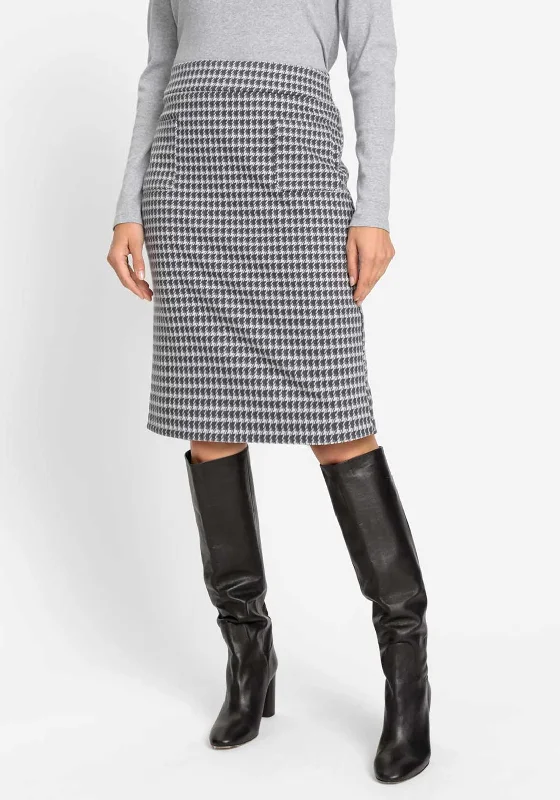 Olsen Houndstooth Pocket Pencil Skirt, Grey and White velvet skirt plush