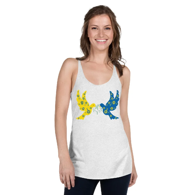 Ukrainian Doves of Peace Women's Racerback Tank gold tank top