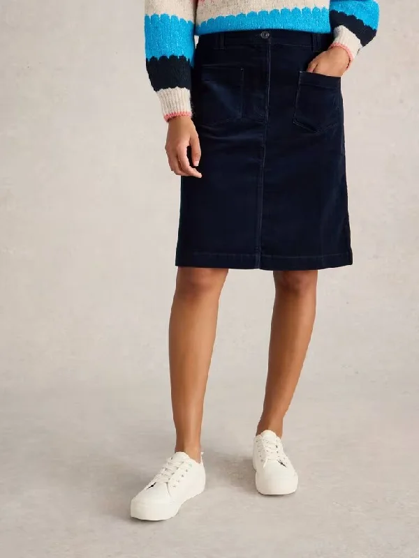 White Stuff Melody Cord Skirt, Dark Navy linen skirt light