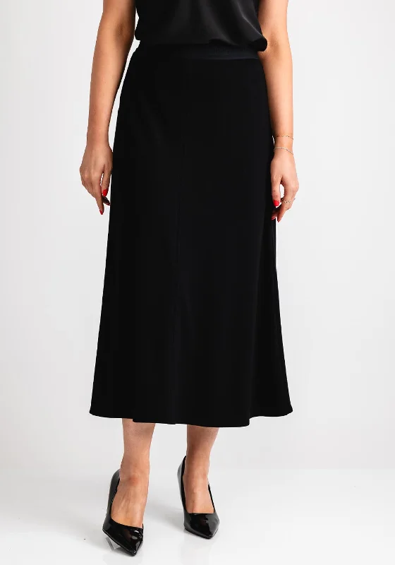 Bianca Logo Waist Midi Skirt, Black cashmere skirt fine