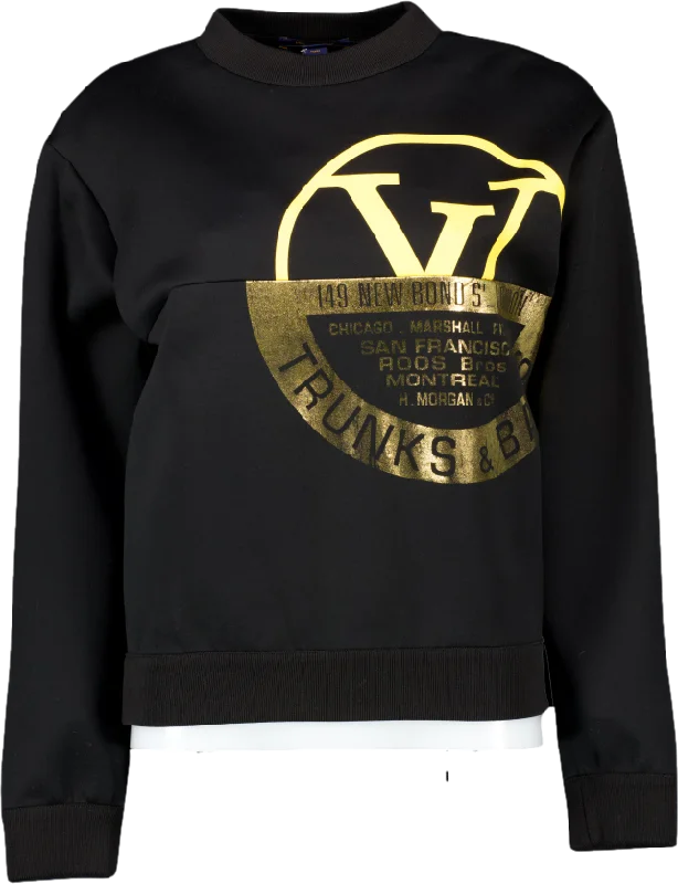 Louis Vuitton Black "trunks & Bags" Logo Embossed Sweatshirt UK XS Hoodie with Hem Applique Textured Unique