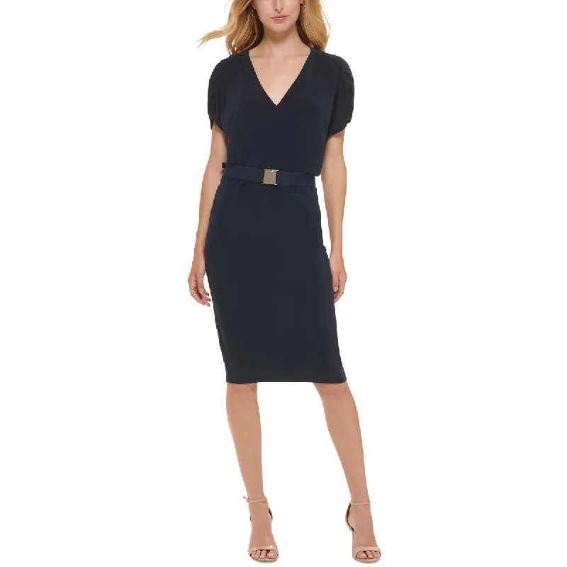 Womens Work Midi Sheath Dress Shift Classic Vintage