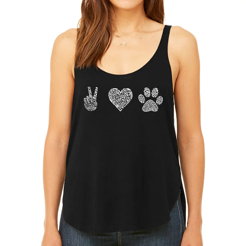 Peace Love Dogs  - Women's Premium Word Art Flowy Tank Top workout tank top