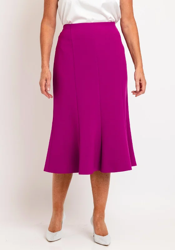 Avalon Panel Flared Midi Skirt, Magenta high waist skirt